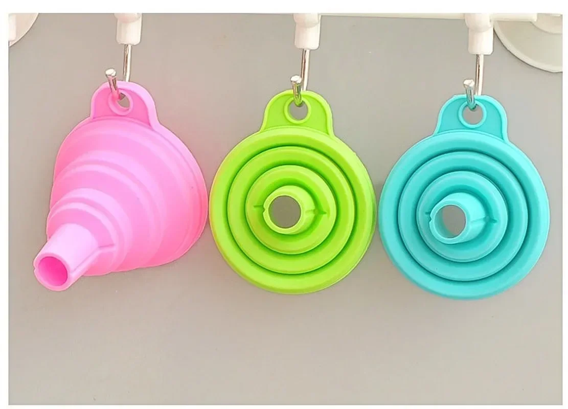 High Quality 1pc New Mini Silicone Gel Foldable Collapsible Style Funnel Hopper Kitchen Cooking Tools