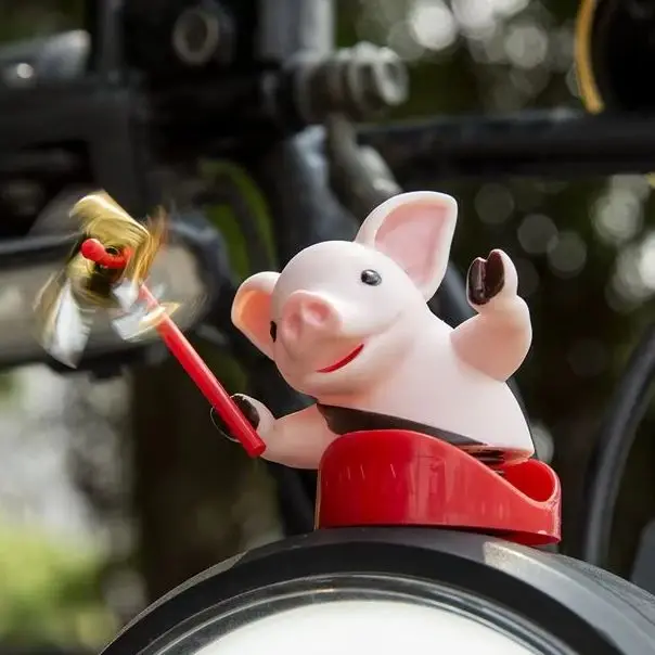 Cute Windmill Pig Jewelry Rotating Propeller Pig Bicycle Motorcycle Scooter Car Rearview Mirror Accessories Cousin Pack