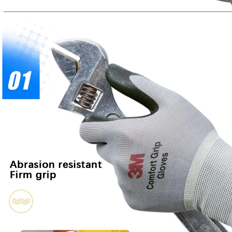 3M Protective Gloves Wear-resistant and non-slip Work Gloves Nitrile Coated Industrial Gloves Safety Protection image 5
