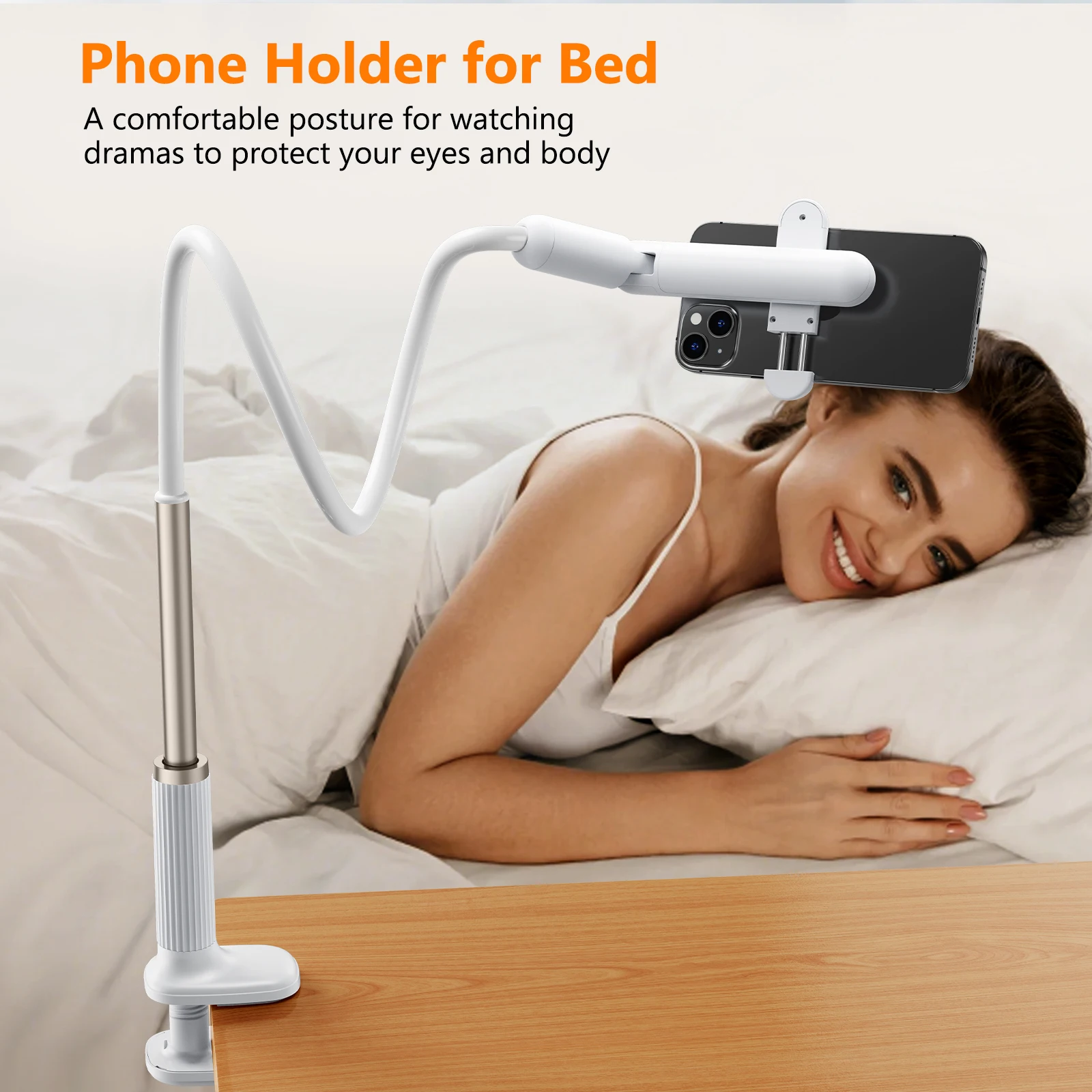 Eary Gooseneck Phone Holder For Bed Lazy Bracket Adjustable Long Arm Flexible Stand Mount For Desk CellPhone Universal Kickstand