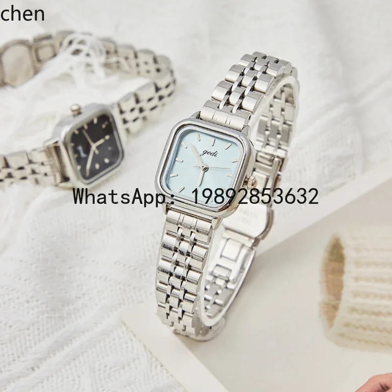 

ZZ women's watch is simple, exquisite, and sophisticated, a quartz watch for women with a niche square steel band design