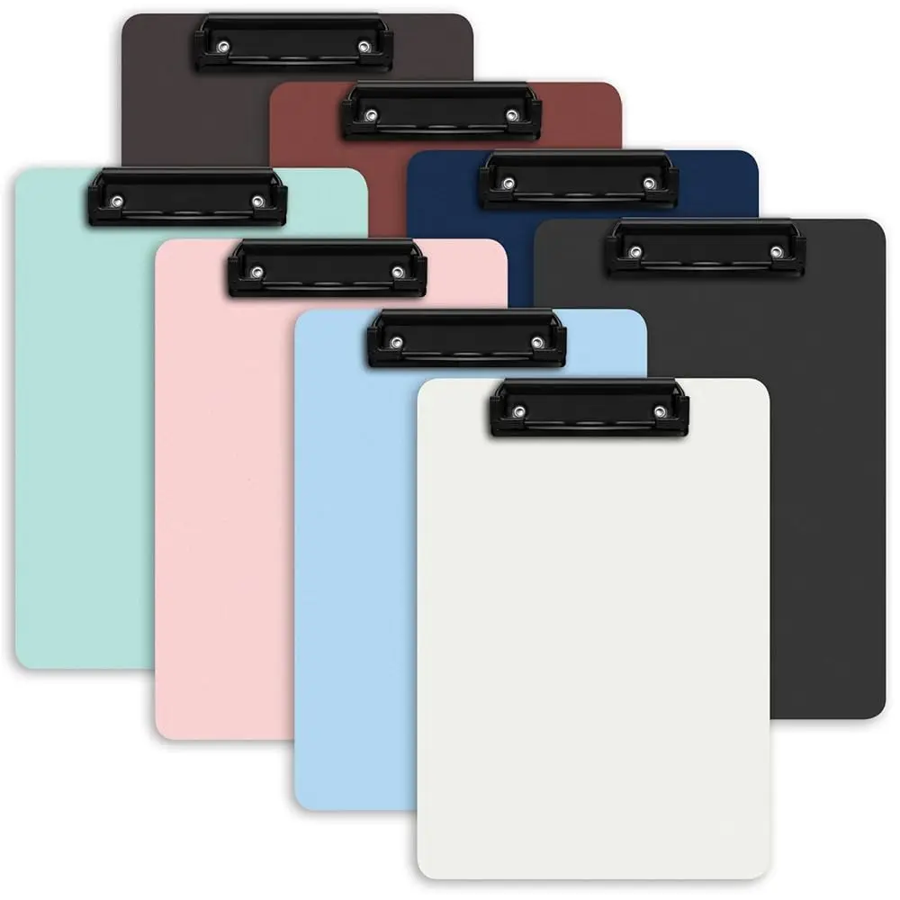 

Набор из 8 цветных клипбордов с металлическим зажимом, 12,5 x 9 дюймов, стандартный формат A4, низкопрофильные, с возможностью подвешивания.