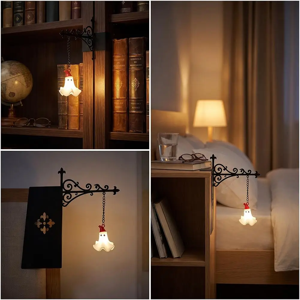 Cute Ghost Halloween Bookshelf Light Decorative Night Lamp Soft Glow Shelf Lantern for Bedroom Study Desk Home Decor