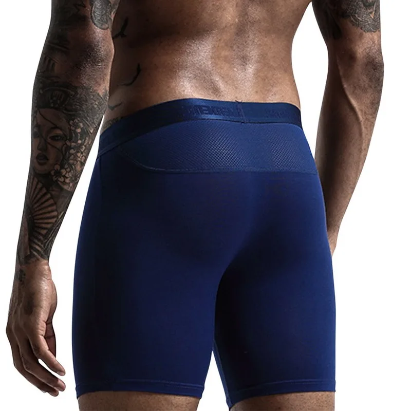 Men\'s Modal Sports Panties Lengthen Anti-Wear Legs Soft Breathable Running Fitness Underpants Mid-rise Stretch Boxers