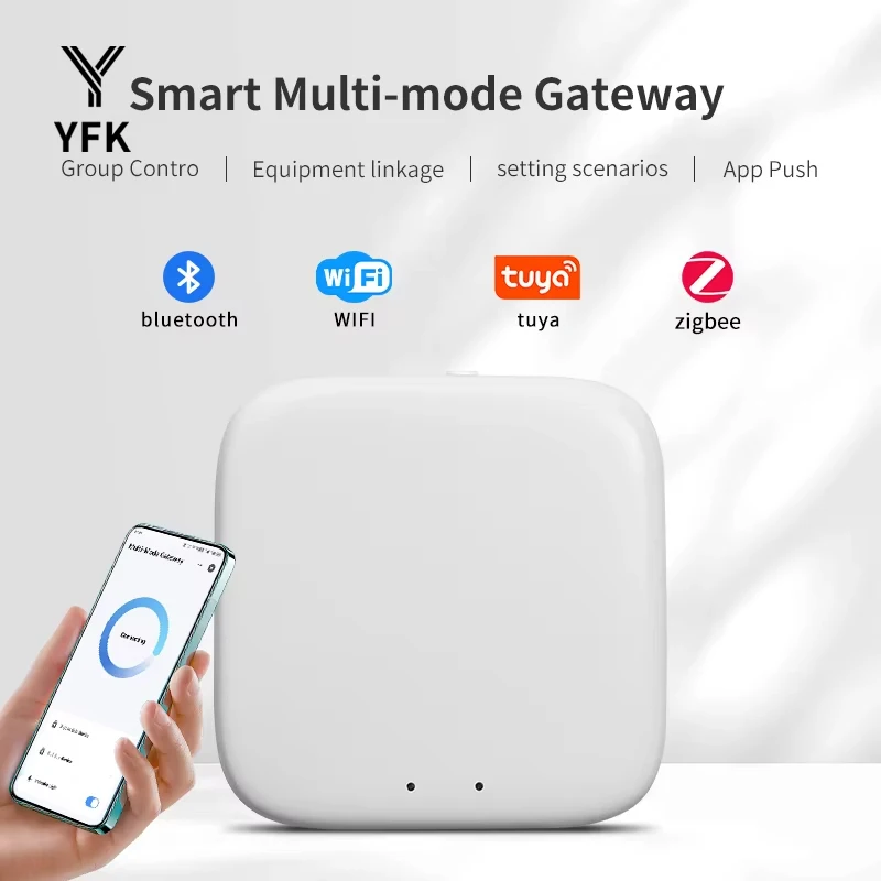 YFK Zigbee Gateway Hub Tuya Smart Home Sans Fil Bluetooth Multi-Mode WiFi Compatible avec Alexa Google