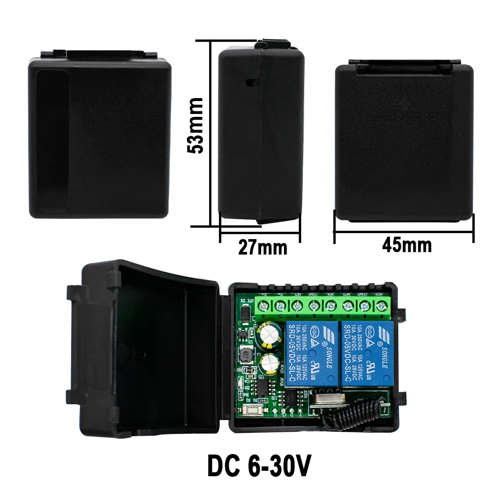 Controlador de motor de atuador linear universal, 2 canais, 12v, 24v, 220v, módulo receptor, transmissor para porta led, fechadura eletromagnética