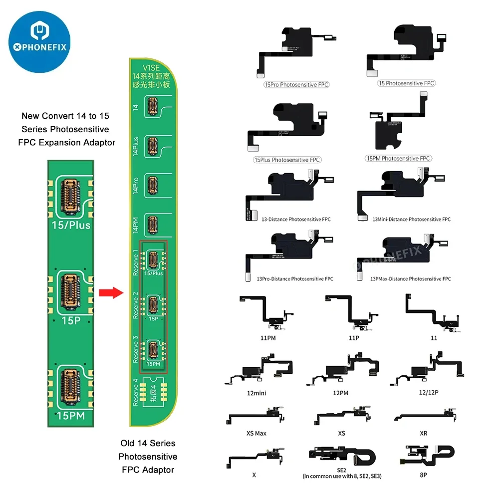 JC ตัวรับสัญญาณ V1SE FPC บอร์ดตรวจจับหูฟังลำโพง FLEX สำหรับ iPhone โทน8-15True ซ่อม ID หน้าโดยไม่มีตัวรับสัญญาณ PFC ของแท้