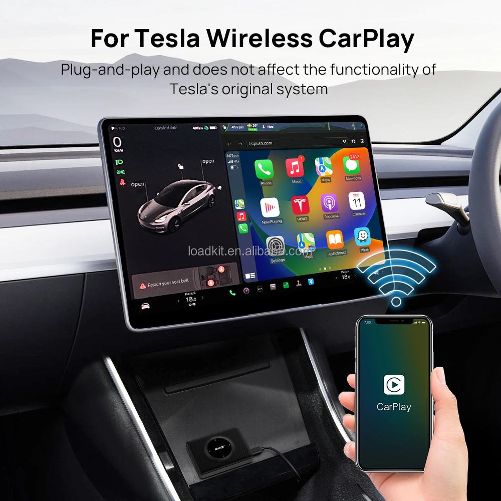 

CarlinKit аксессуары Tesla беспроводной ключ CarPlay для Tesla Model 3 Y X S онлайн обновленный беспроводной Автомобильный ключ Голосовое управление