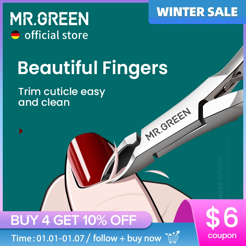 MR.GREEN Pinzas para cutículas Manicura de uñas Tijeras para cutículas Clippers Recortador Removedor de piel muerta Pedicura Herramienta de