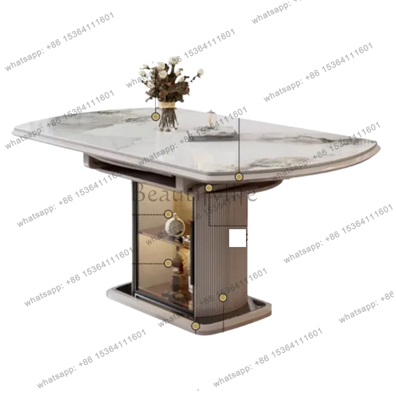 Italian Design Dining Tables Storage Waterproof Round Kitchen Dining Tables Space Saving