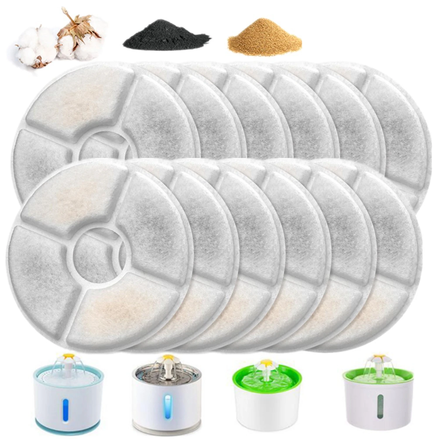 Premium High-Quality 4, 8, or 12 Pack of Replacement Pet Fountain Filtration System with Pre-Filter Sponge - Top-Quality Fountai