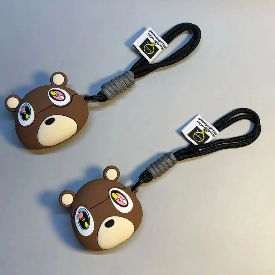 Kawaii Kanyes Dropout Bear 3D Cartoon Silicone Case For Airpods 1 2 3 Pro Cute Teddys Bear Wireless Earphone Protective Cover