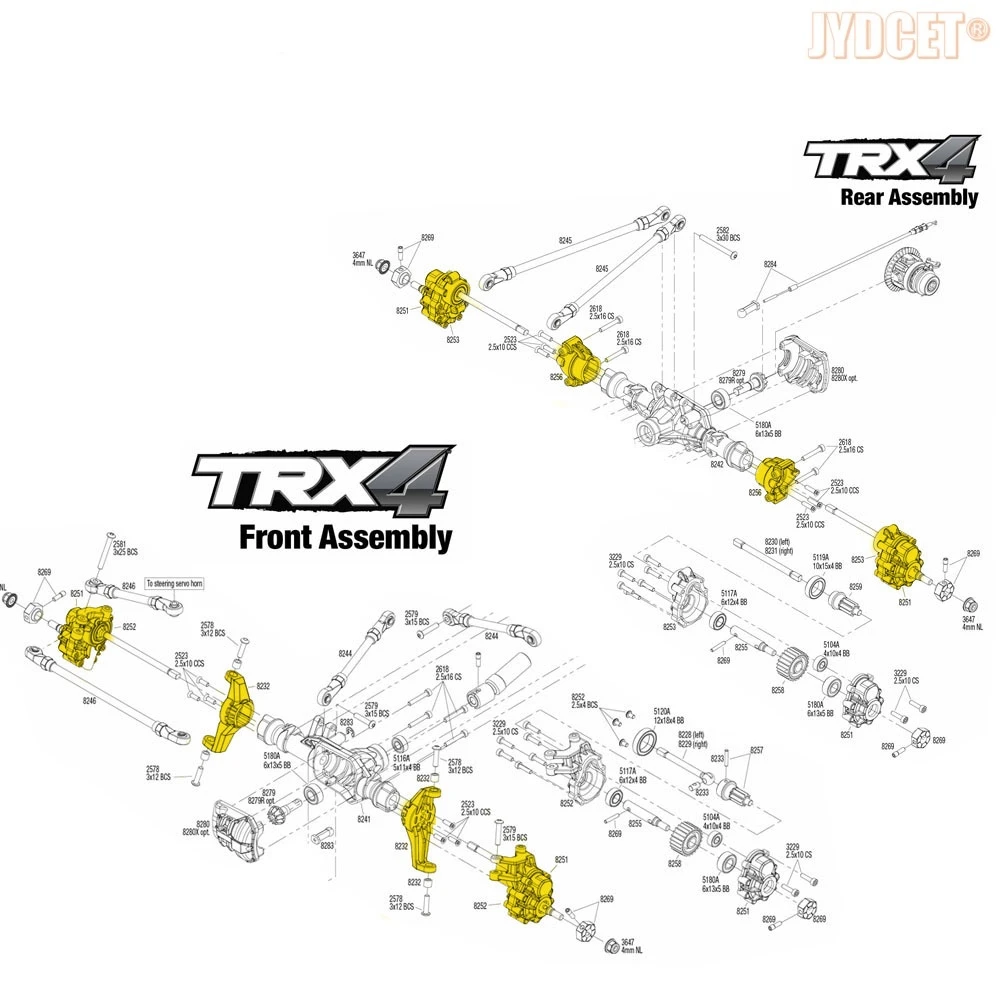 #8232 #8251 #8252 #8253 #8256 Alloy CNC Front & Rear Portal Housings Caster Block Axle Mount for RC Car TRAXXAS 1/10 TRX4 TRX6