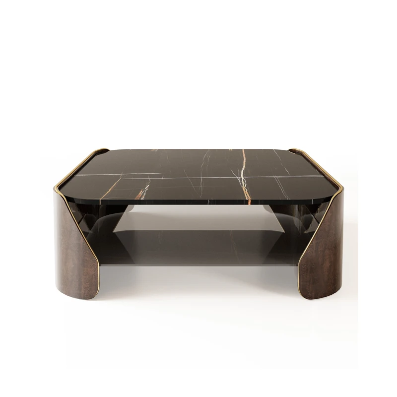 

For Black Marble Top Tea Table Wooden Carved Center Living Room Coffee Table Royal Square Center Table