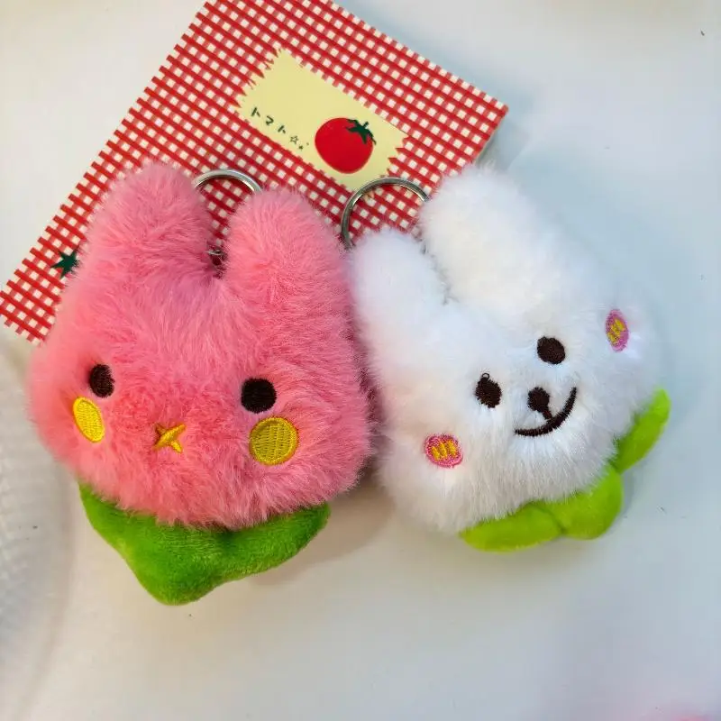 Cartoon Tulpe Kaninchen Plüsch Anhänger Schlüsselbund Kawaii Mode Schlüssel Ring Für Frauen Mädchen Nette Rucksack Anhänger Zubehör Geschenke