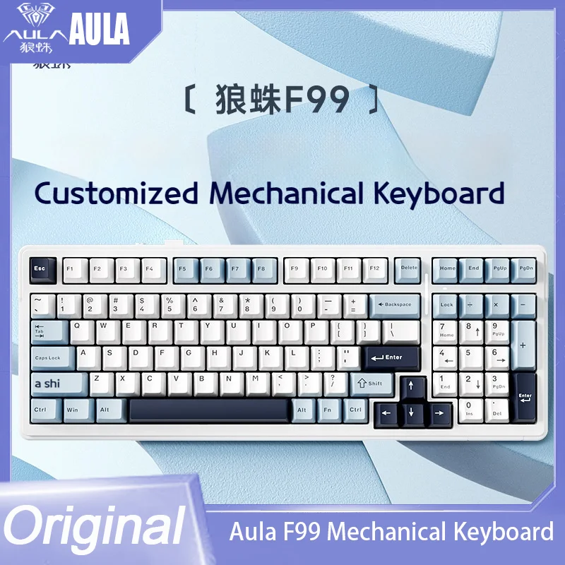 

Original AULA F99 Mechanical Keyboard Gasket PBT Hot Plug Three Mode 2.4G Wireless Bluetooth Game Customization Keyboard 8000mah