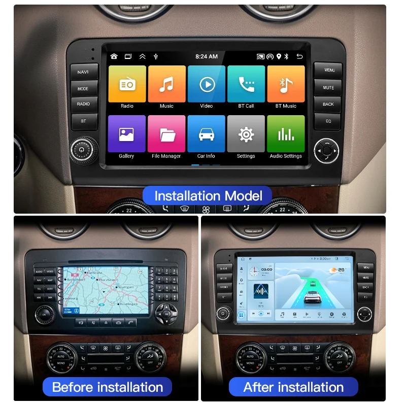 Android 13 Auto Carplay Audio For Mercedes Benz ML GL CLASS W164 X164 ML350 Bluetooth GPS Navi Car Radio Video Player Autoradio