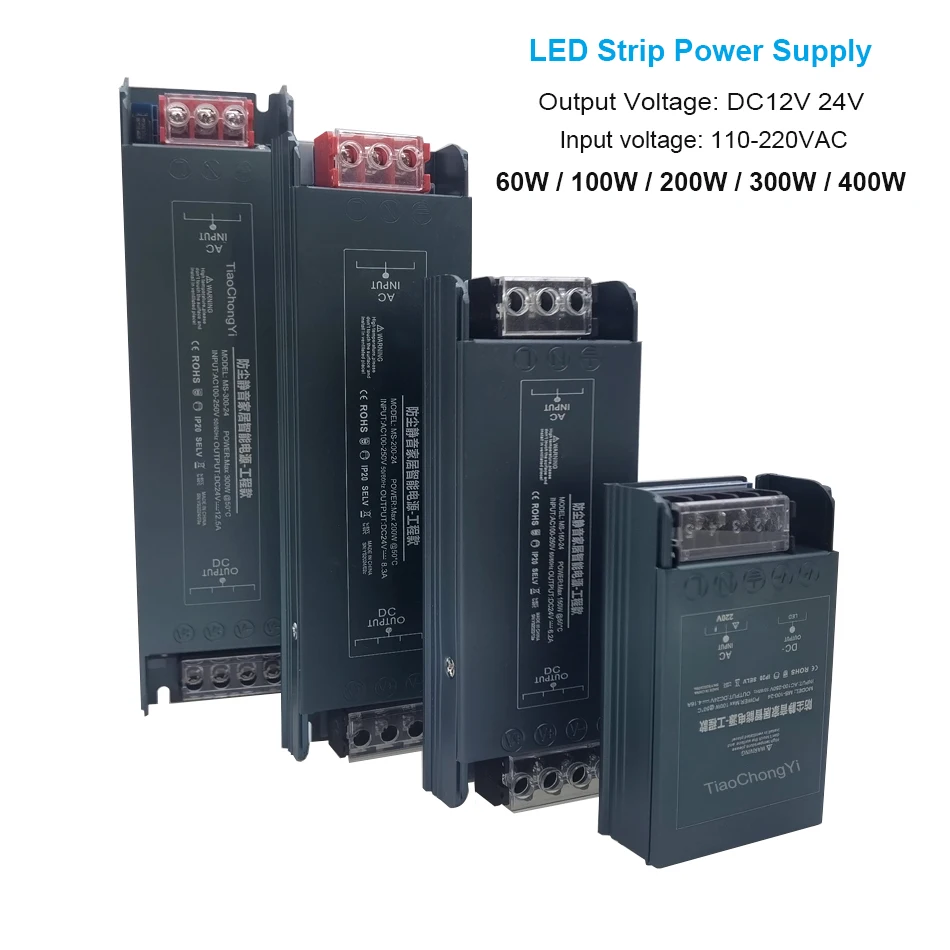 AC/DC 12V 24V Transformer 100W 200W 300W 400W 500W LED Driver Power Supply Super Thin Converter for LED Strip Light Bulb