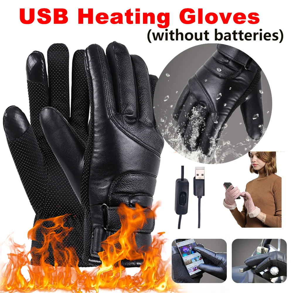 

Рукавицы с полным пальцем и подогревом через USB, сенсорный экран, USB-перчатки с электрическим подогревом, ветрозащитные, постоянная температура для катания на лыжах, пешего туризма