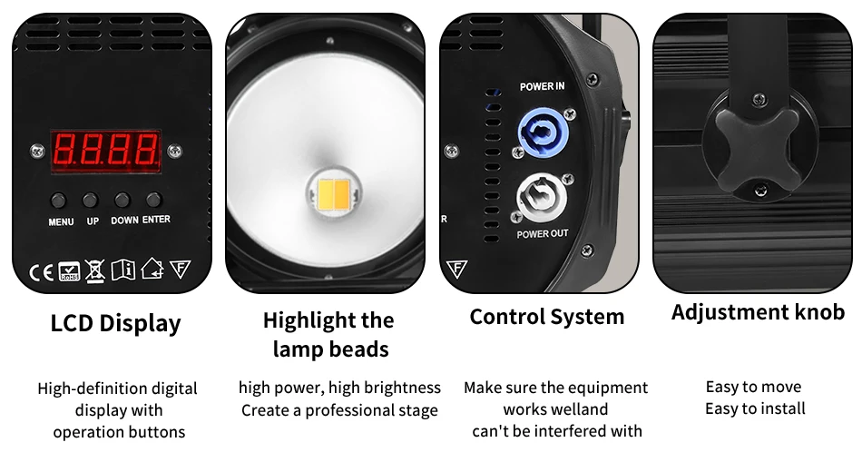 2-4 Stück 300W COB LED Par-Licht mit Barn Doors 2-in-1 Kaltweiß + Warmweiß LED Beam Wash Strobe 6-in-1 RGBWA+UV-Effekt Bühnenbeleuchtung – Detail 3