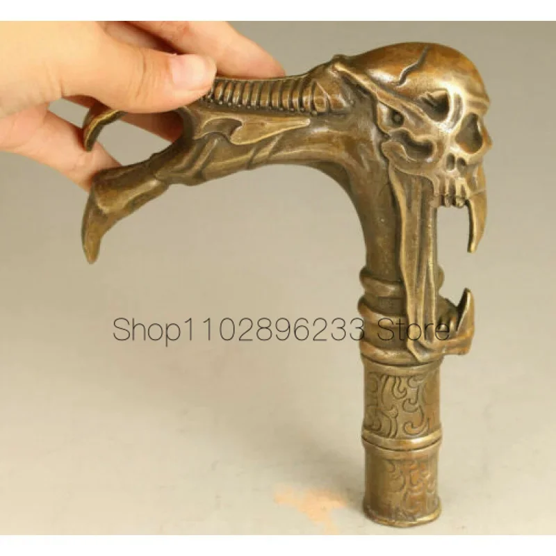 

Big chinese copper hand casting demon statue Walking Sticks/Canes noble gift