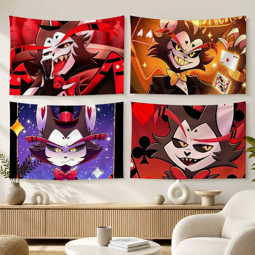 Dark Cartoon H-Husk Hazbin Hotel  Flags Wall Hanging Background Art Banner for Bedroom Home Outdoor Decor