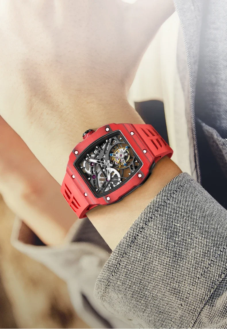 9089 manual mechanical  men tourbillon watchs skeleton synthetic sapphire waterproof BX-053 movement Reserve 72H