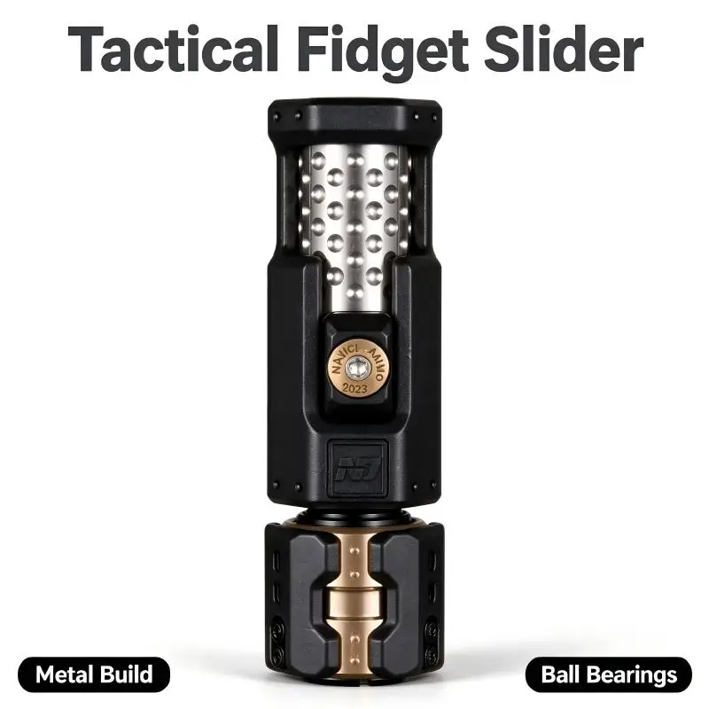 Metal Fidget Slider Tactical Ball Bearing Push Card EDC Hand Toy Magnetic Slide Stress Relief Anxiety Gift for Adults