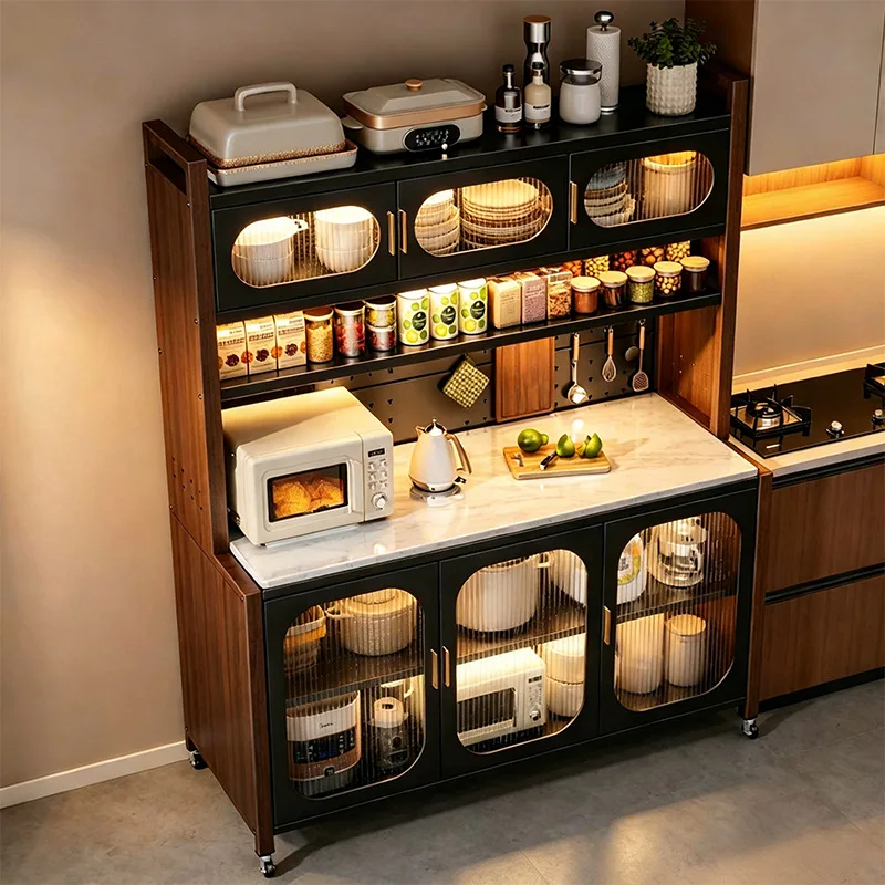 Medieval style kitchen locker rock slab side cabinet multi-functional shelf storage cabinet storage cabinet integrated