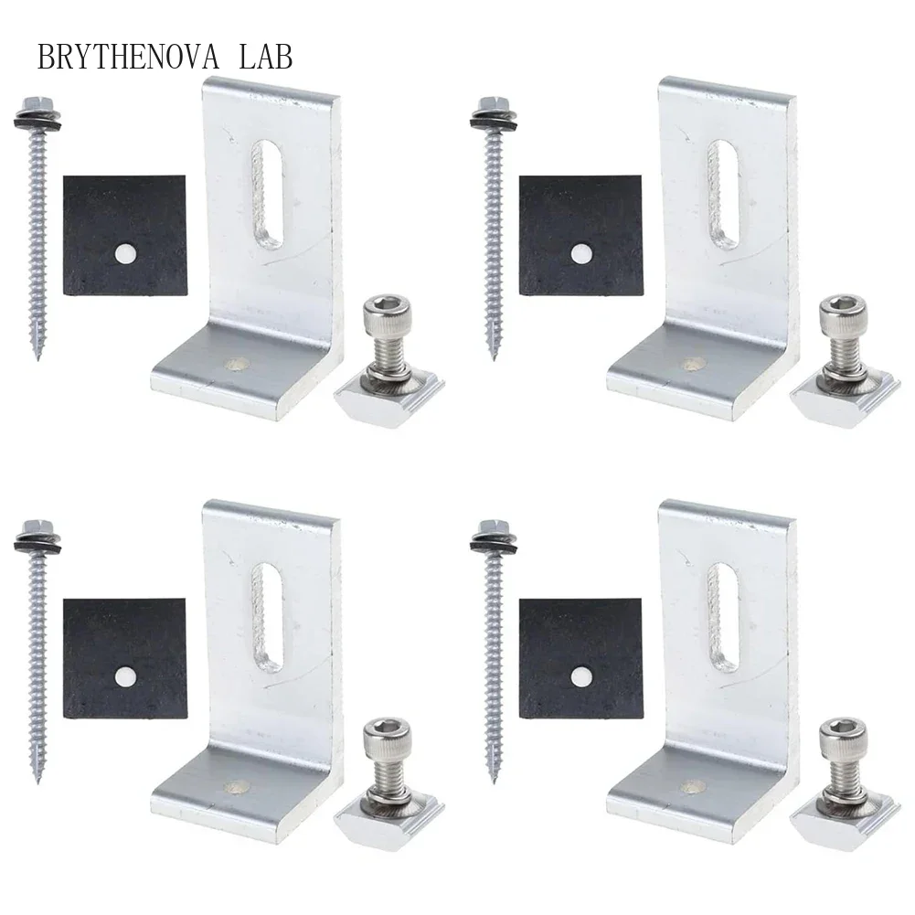 4pcs Photovoltaic Mounting Structure L Foot Solar Mount Alloy Aluminum Photovoltaic Panel Bracket for Roof-mounted