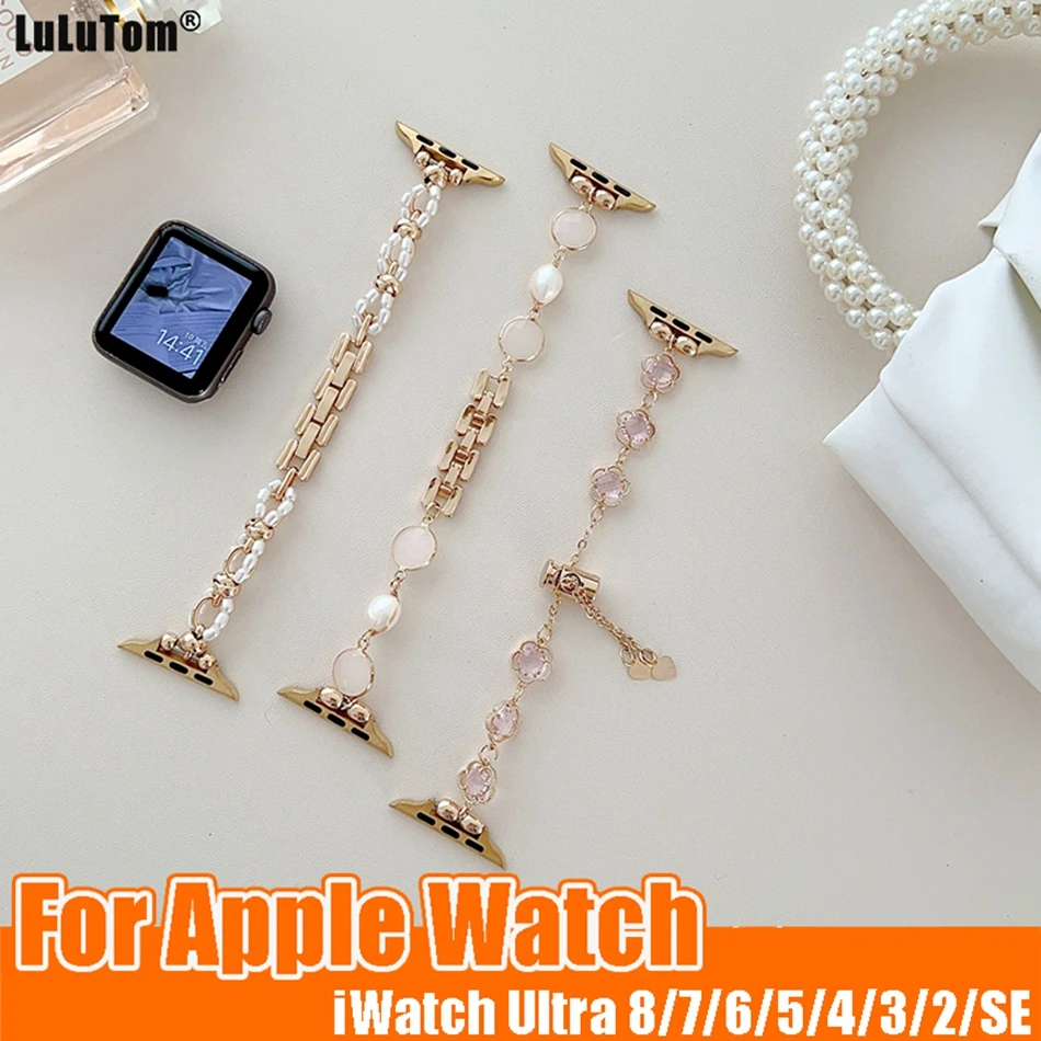 Jewelry Strap For Appple Watch Band Ultra 49mm 38mm 40/ 41mm 42mm 44/45mm Stainless Steel Iwatch Series 8 7 6 5 4 3 SE Bracelet