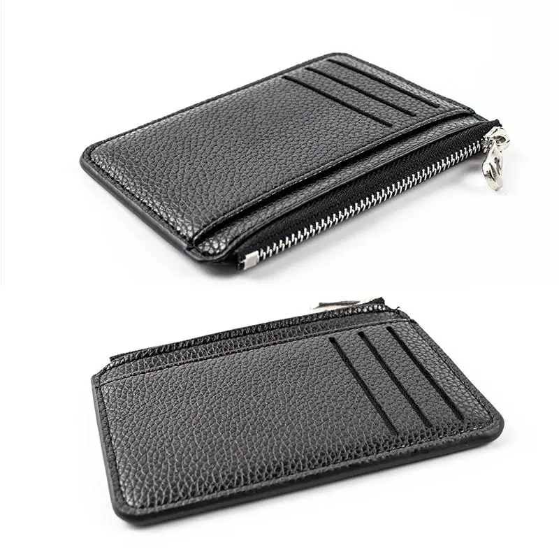 9 Card Slots Ultra-thin Zipper Credit Card Holder 100% Leather Men's Wallet Slim Simplicity Coin Purse Wallet Cardholder Bags