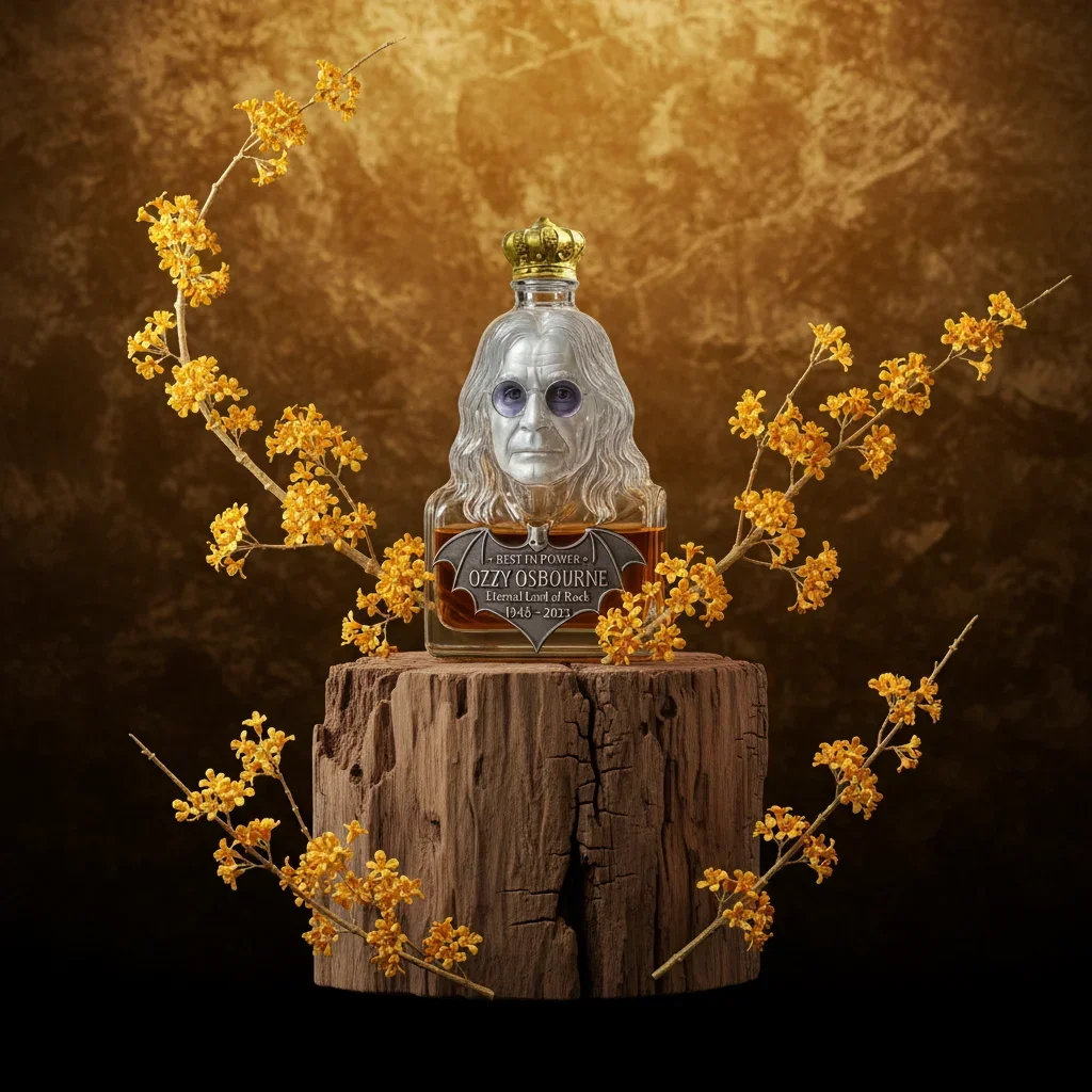 Botella de Licor de Vidrio Hecha a Mano con Retrato 3D de Ozzy Osbourne, Ideal para Coleccionistas de Bourbon y Entusiastas del Rock