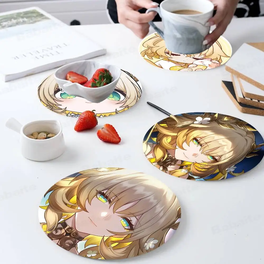 

Honkai Star Rail Aglaea Wood Coasters Colorful Round Coaster Non-slip Heat Insulation Coffee Mats Home Accessories Kitchen