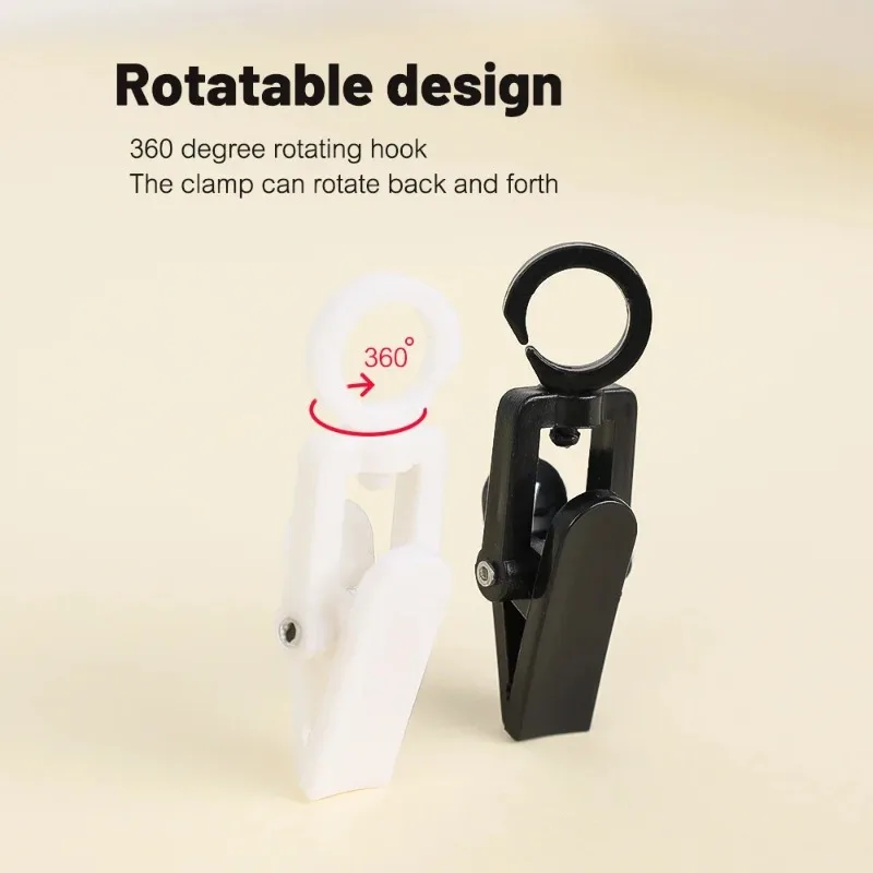 Mini Plastic Clothes Clip Rotatable Plastic Towel Cap Peg Windproof Clothespin Clip Home Bathroom Wardrobe Laundry Storage Clamp