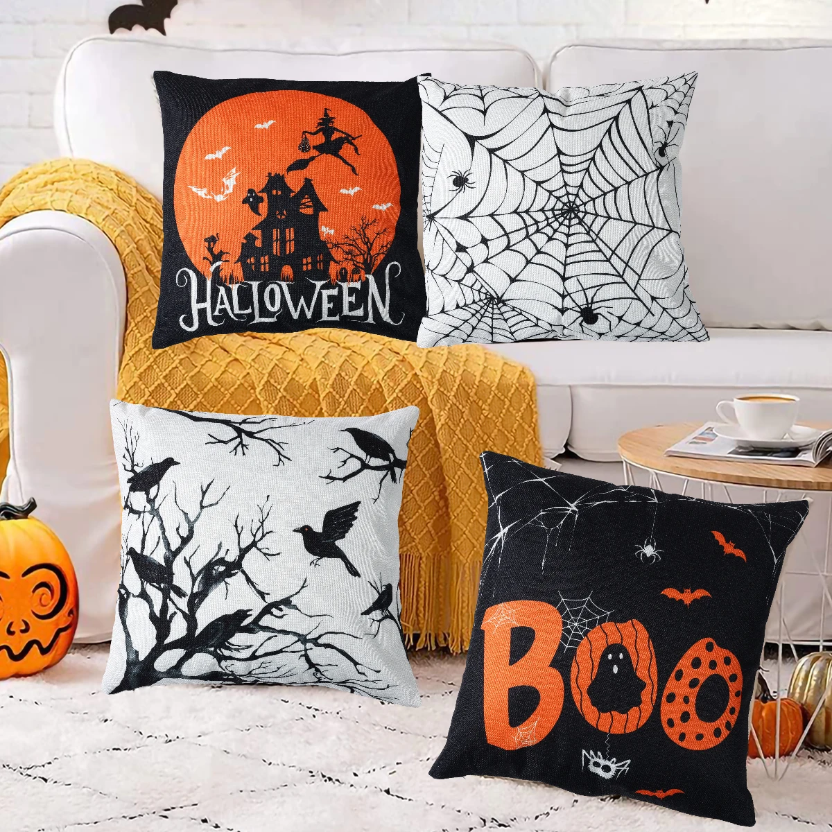 

Halloween Pumpkin Pillowcase Party Favors Halloween Decoration Linen Pillowcase for Home Trick or Treat Halloween Party Supplies