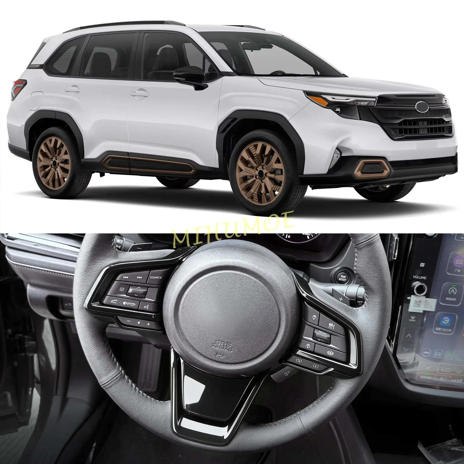 

For Subaru Forester Crosstrek Impreza 2020-2026 ABS Gloss Black Car Steering Wheel Button Sticker Decoration Cover Trim