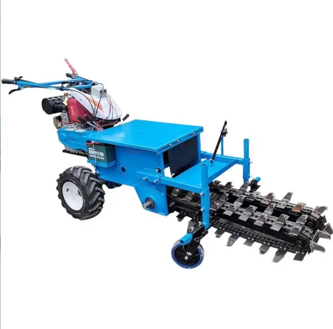 Agricultural Machinery Ditcher Small Walk Behind Single Double Chain Trencher With  Engine