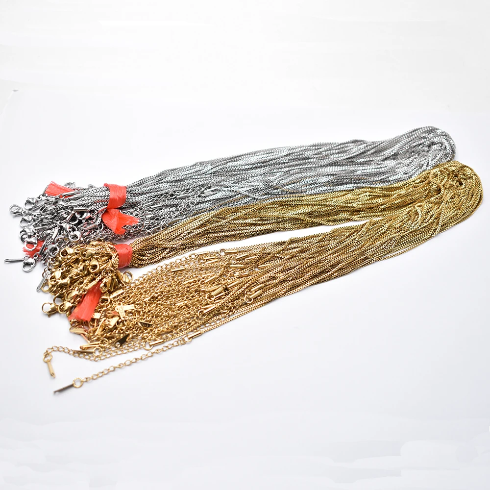 

Оптовая продажа, 100 шт./лот, 1,2 мм, композитная цепочка из нержавеющей стали, ожерелья, ювелирные изделия «сделай сам», 40 + 5 см, цепочки, костюм, оптовая продажа, аксессуары