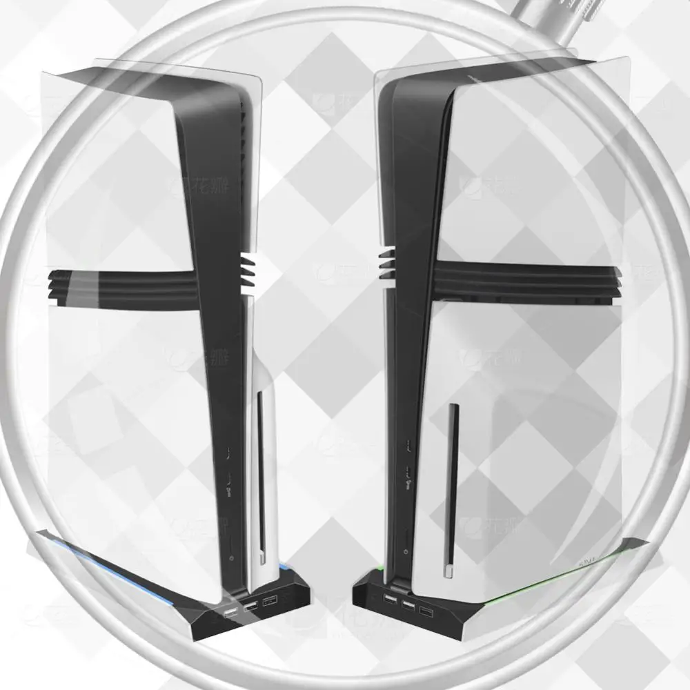 

For Sony Playstation 5 RGB Vertical Cooling Stand Base with 3 USB 2.0 Ports 8 Light Mode for PS 5 Slim/PS 5 Pro Game Accessories