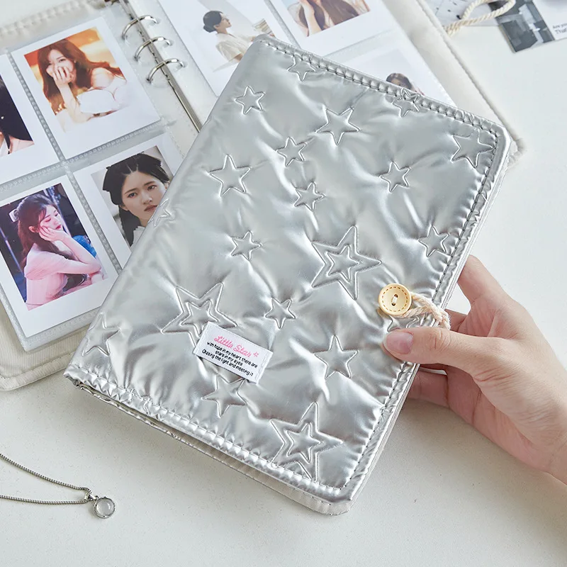 

A5 Starry Pearl Photocard Binder 4-Slot Clear Sleeves Photo Album for Polaroid Storage Kpop Card Collection