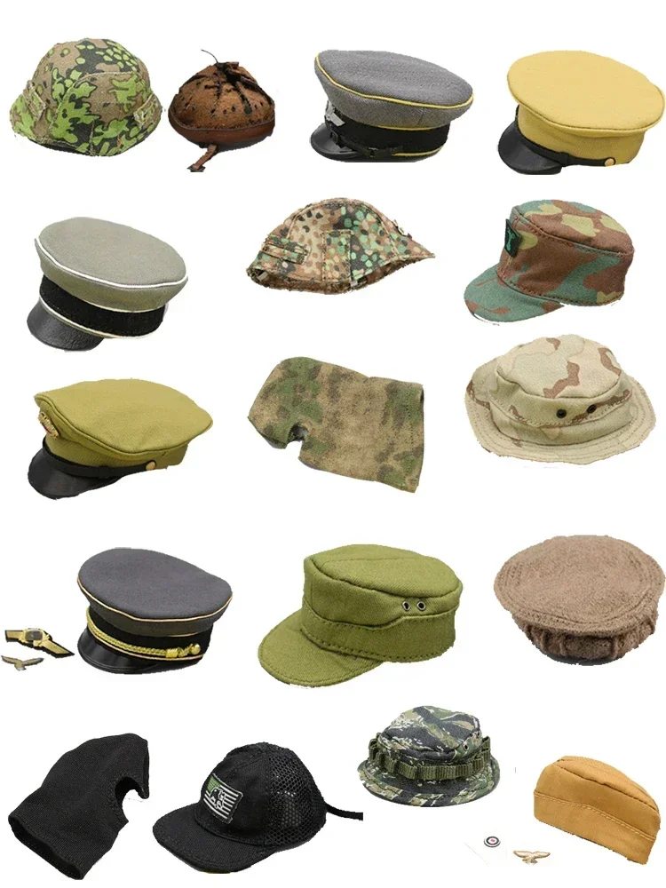 

1/6 Scale Soldier Hat Helmet Cover Soldier Boat Cap Grey Miniature Air Marshal Cornice Cap Model 1/6 Soldier Accessories