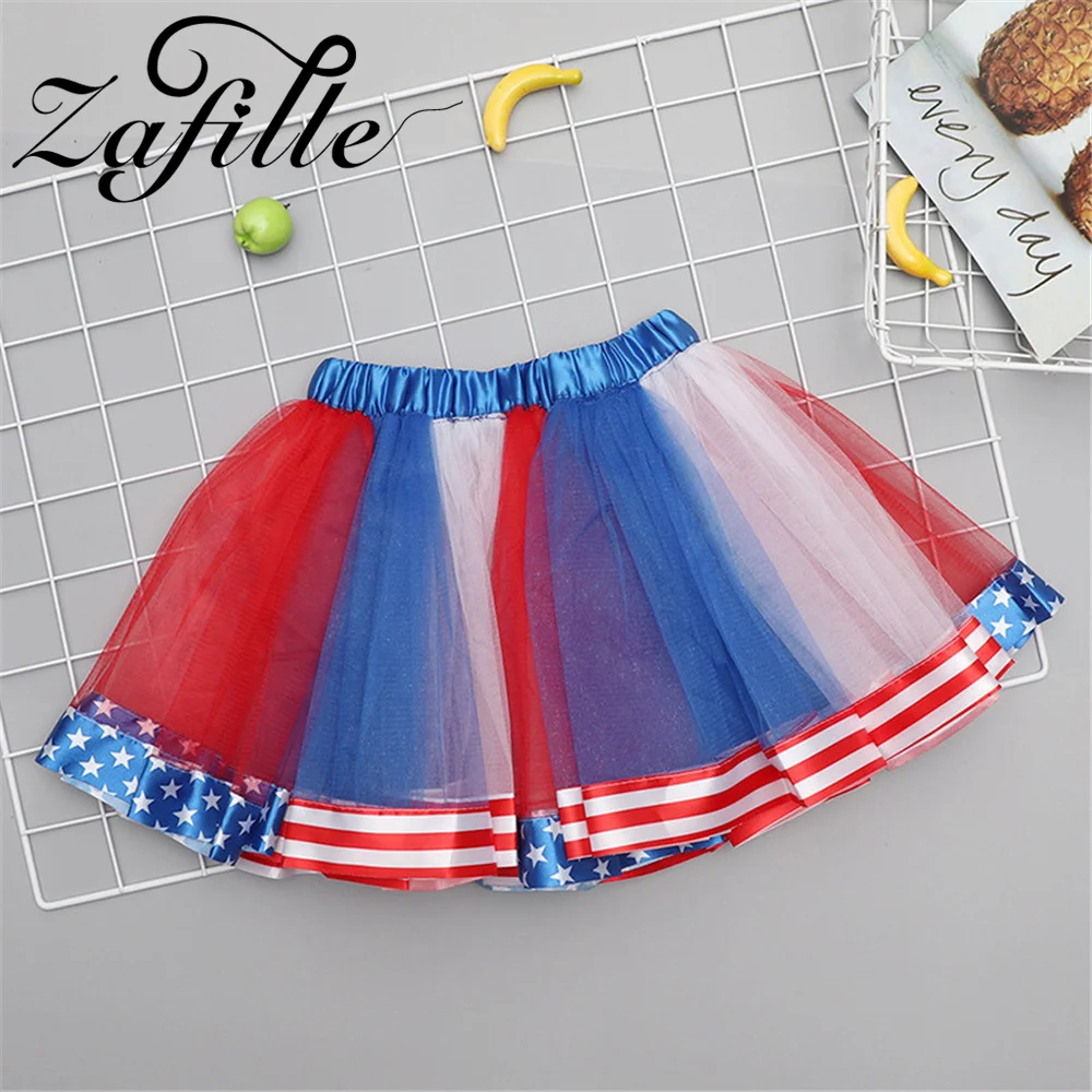 ZAFILLE Cosplay Skirts Girls Party Costume Kids Toddler Half Body Mesh Dress 4th For July Outfits 2-10Y Children Girls Clothing