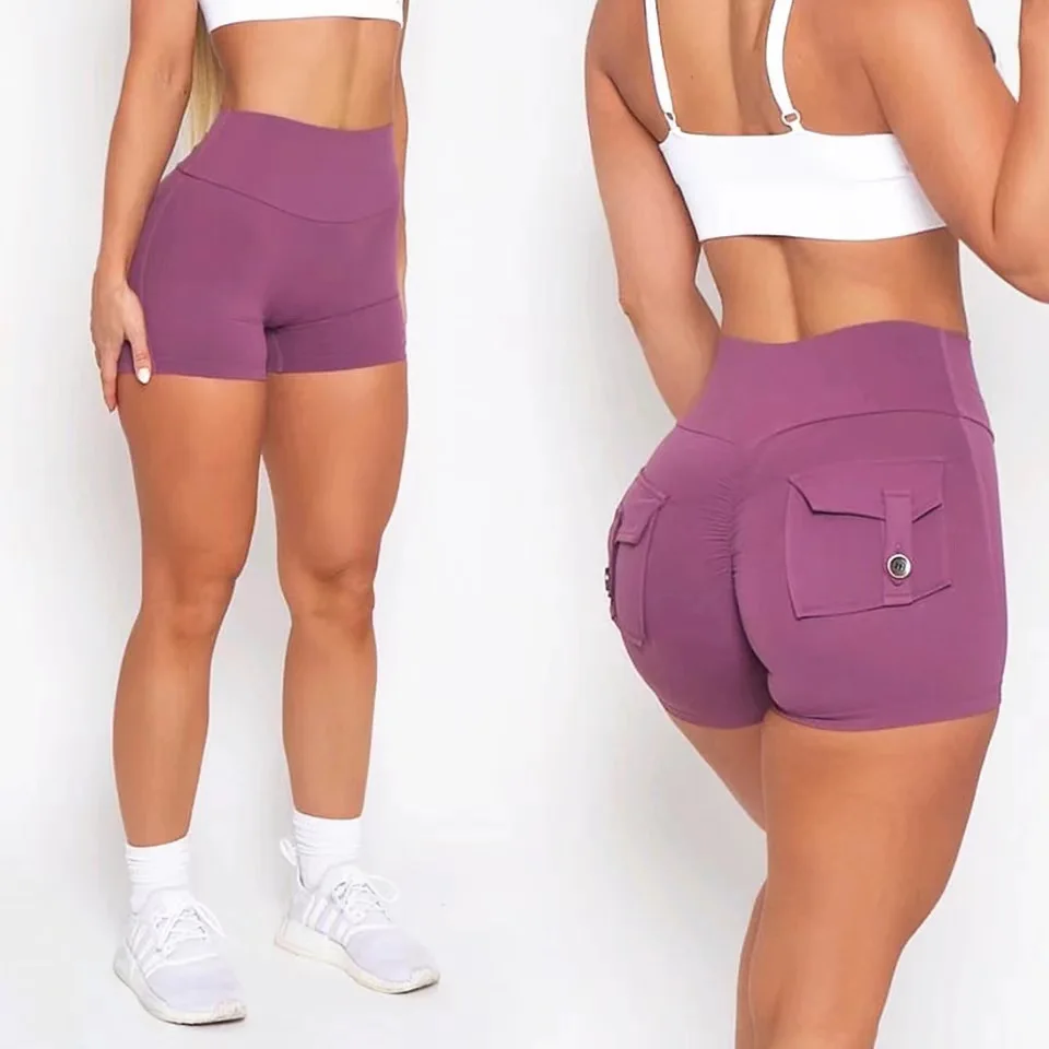 New Peach Butt Fitness Shorts Women's Exercise Three-Quarter Pants Cargo Air Dry Pocket Yoga Tight Lift Summer