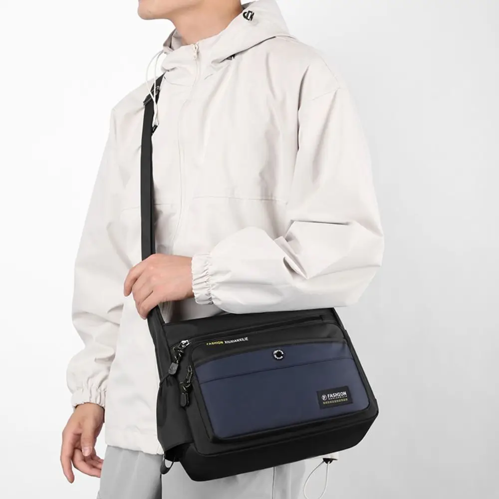 New Nylon Messenger Bag Multi-layer Zipper Storage Pocket Large Capacity Square Shape Travel Crossbody Bags Unisex