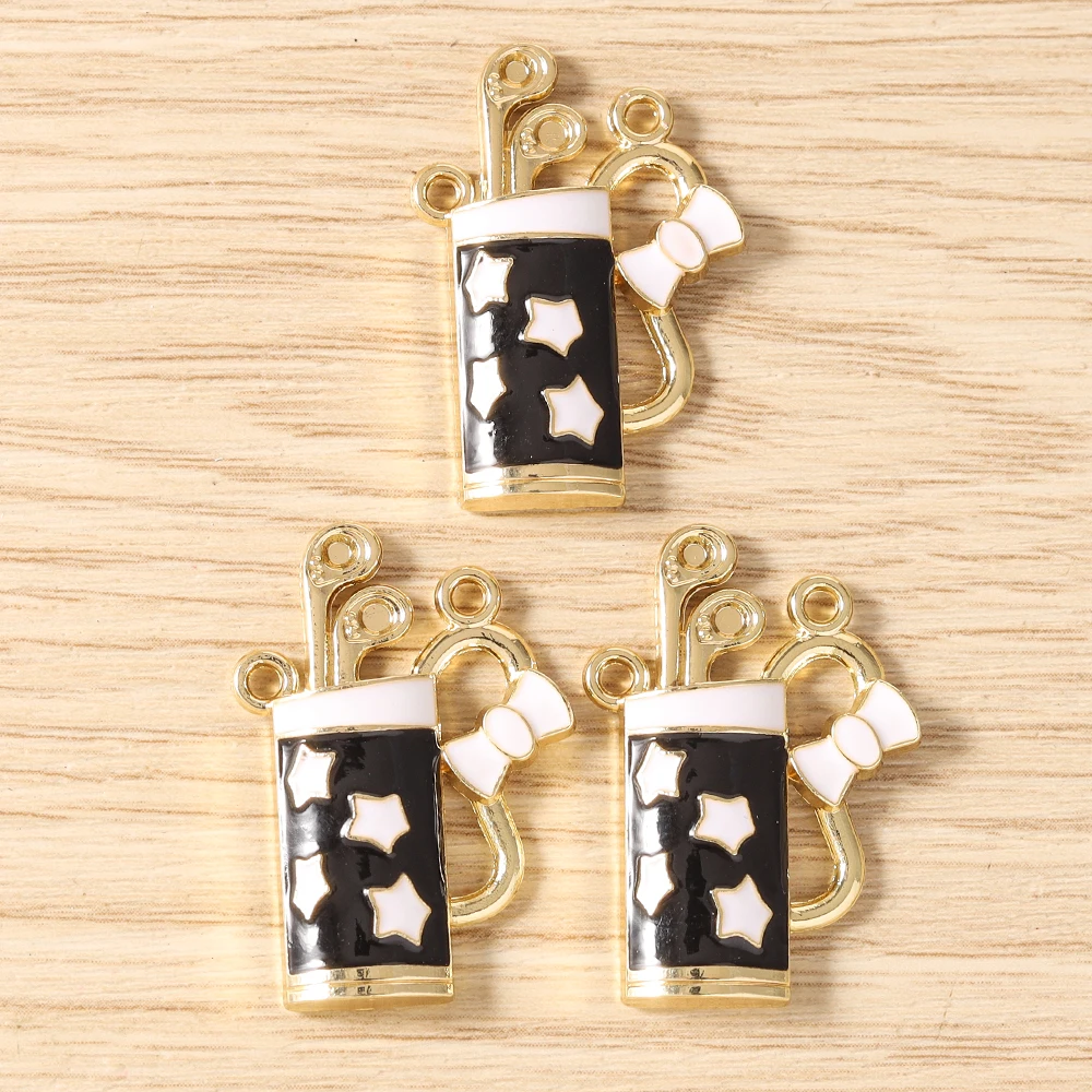 Tusember 10 Stück Niedliche Emaille-Sportgold-Club-Anhänger für Ohrringe, Halsketten, Armbänder, DIY-Schmuckherstellungszubehör – Detail 5