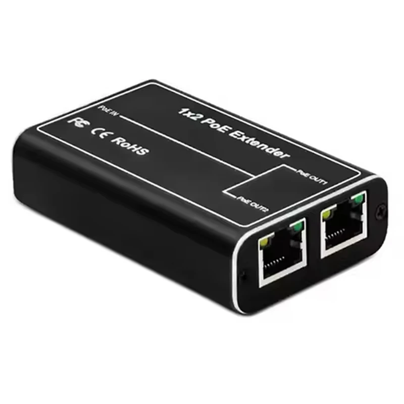 2-poorts POE-extender, IEEE 802.3Af/At Poe+ standaard, 10/100 Mbps, POE-repeater 100 meter (328 ft), extender Poe-ingang: 30 W