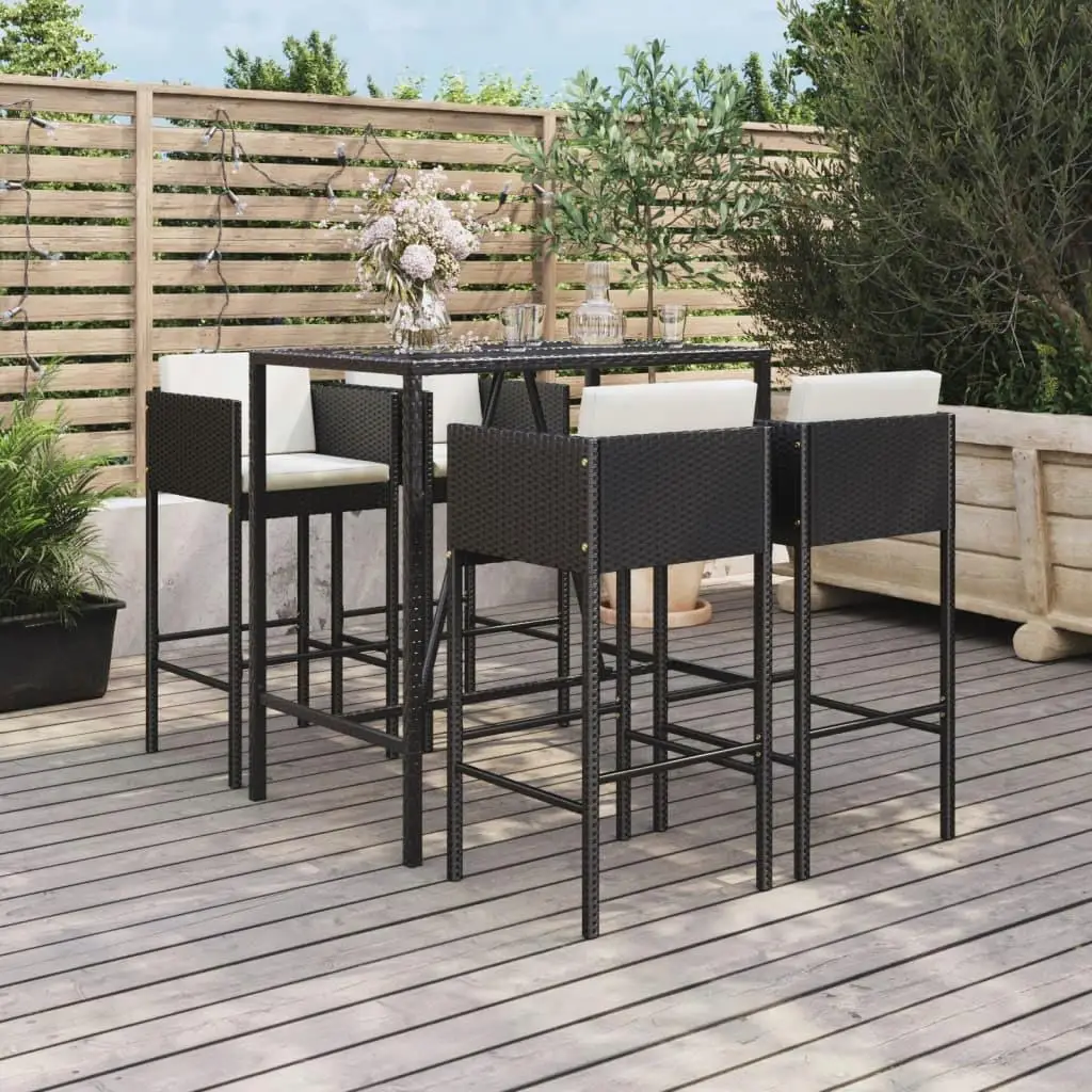 

Garden Bar Set Black PE Rattan Outdoor Furniture with Standard Footrest Stylish Patio Bar Set for Garden Balcony and Terrace