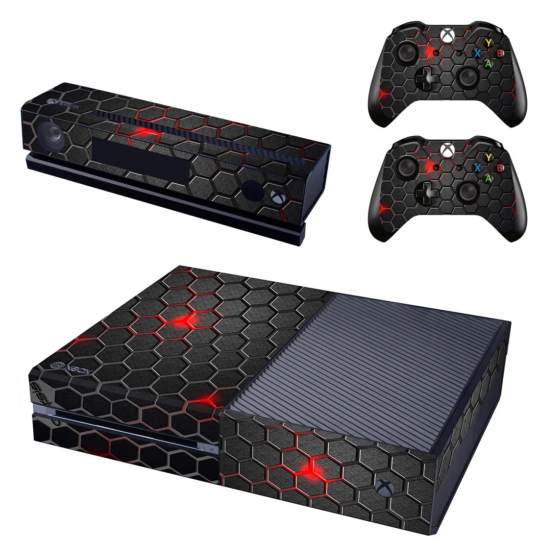 Geometry Red Design For Xbox One Skin Sticker Cover For Xbox One Console and 2 Controllers