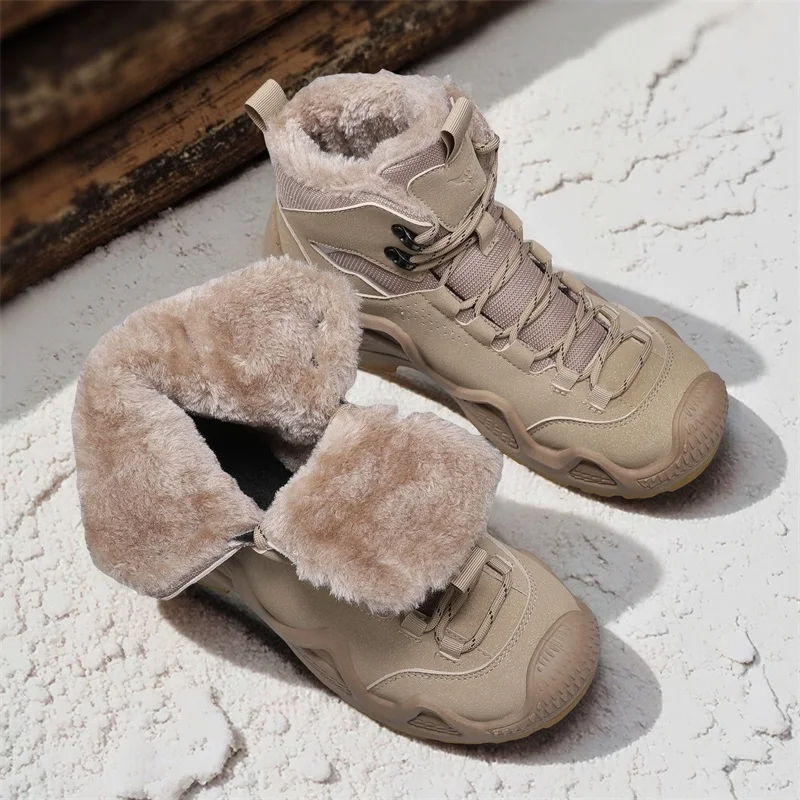 أحذية تكتيكية للرجال من الفرو الدافئ مع أشرطة للتدريب القتالي وأشرطة مقاومة للماء أحذية المشي لمسافات طويلة في الهواء الطلق دراجة نارية متعددة الوظائف #2